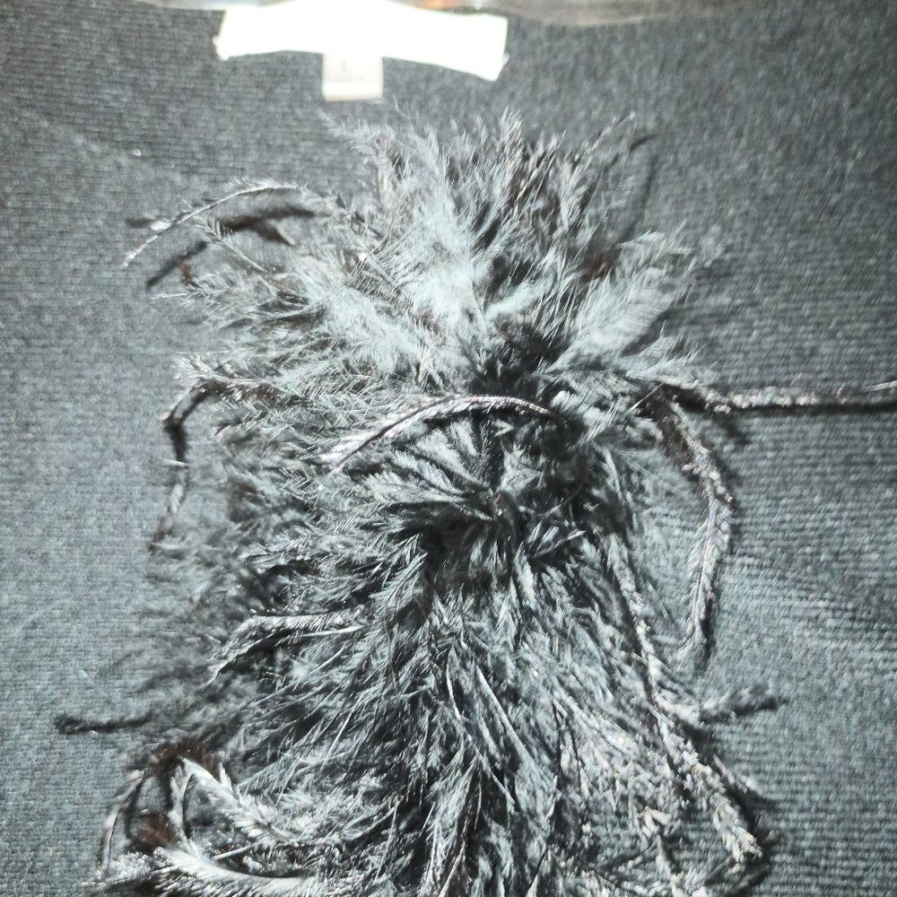 UNIQUE GIANI BLACK SWEATER WITH FEATHER BOA SLEEVES size L